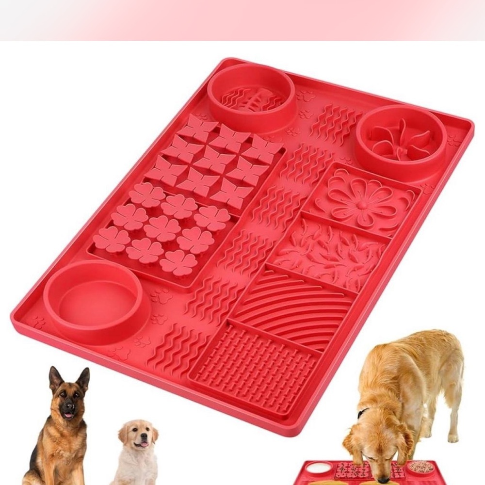 Red Silicone Dog Lick Mat